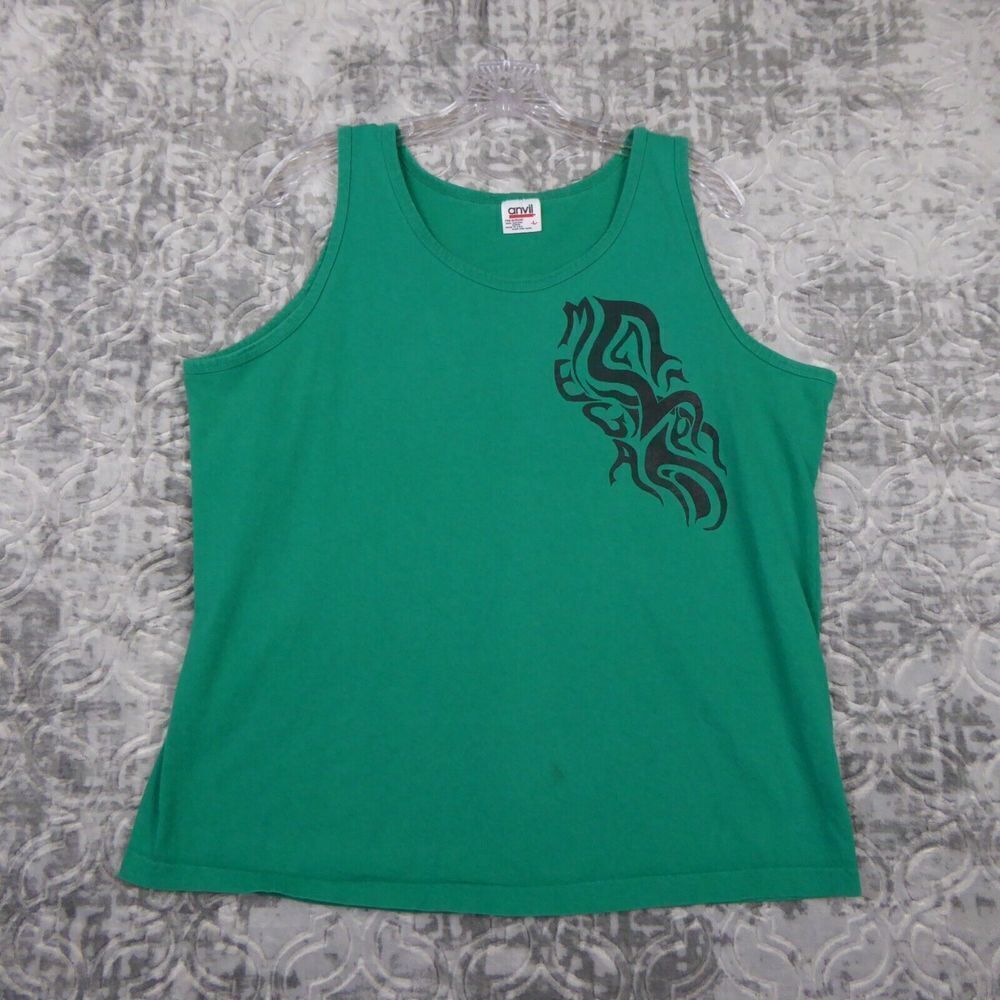 Vintage 90s Tribal Art Shirt Mens Large Green Ocean Tattoo Single Stitch Adult